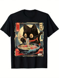 Kawaii Cat Eating Ramen Noodles Anime Gift Girls WomenT-Shirt