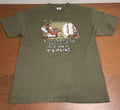 Alstyle Funny Monkey Lazy Graphic T-Shirt Men's L Olive Green Crew Neck Tee