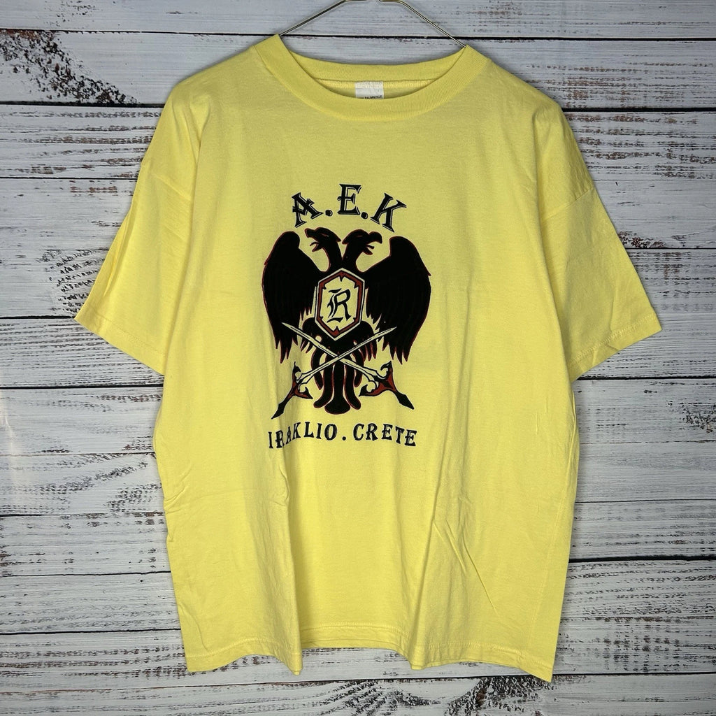 Vintage AEK Athens Iraklio Club Crete Football Soccer Kit Shirt Yellow Medium M