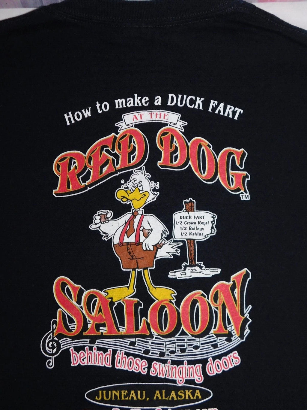 Red Dog Saloon Juneau Alaska USA Mens T-Shirt Size Medium How to Make Duck Fart