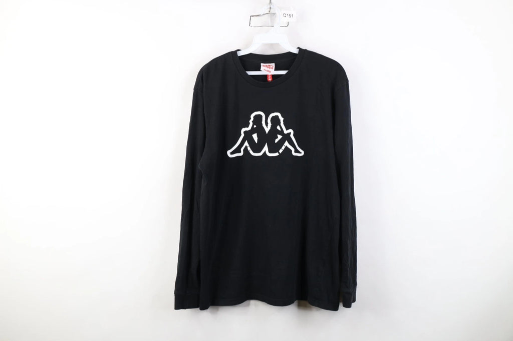 Vintage 90s Y2K Kappa Mens XL Faded Big Logo Soccer Futbol Long Sleeve T-Shirt
