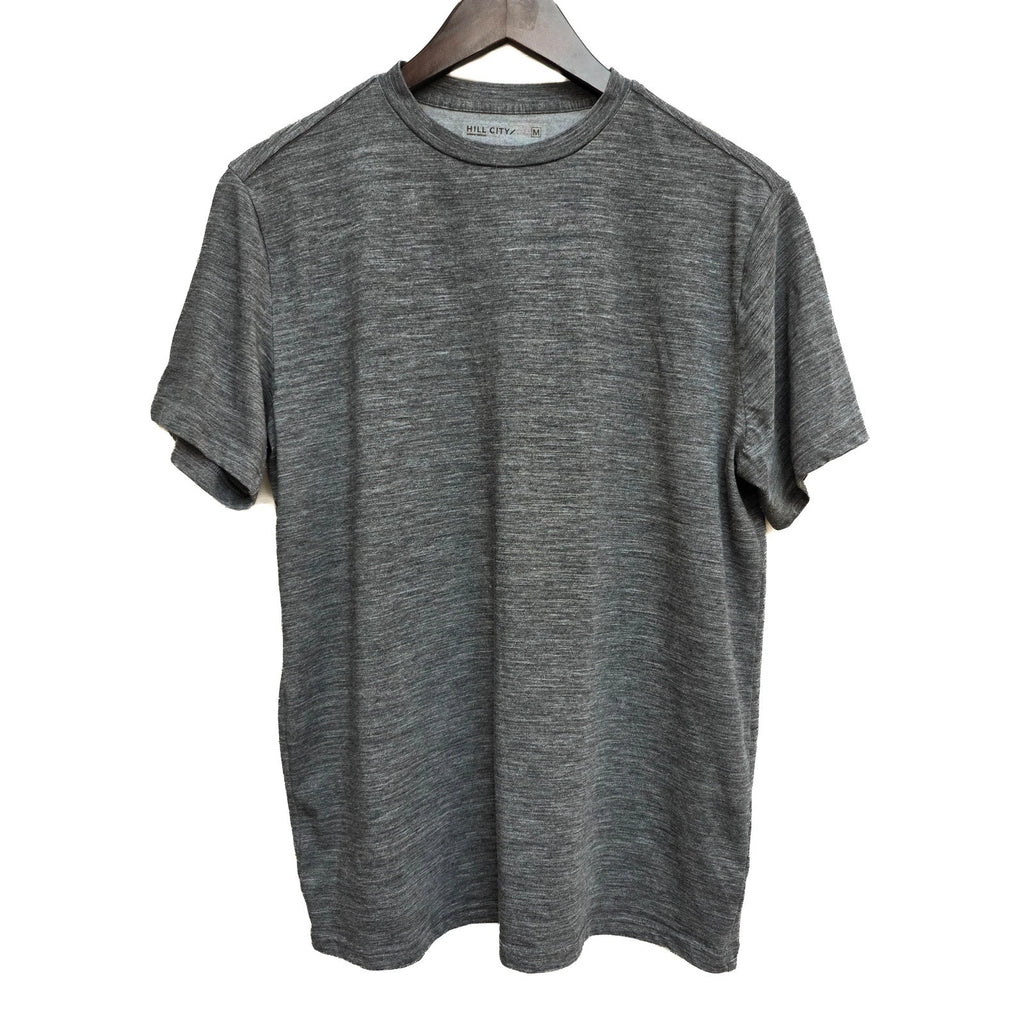 Hill City Merino Wool Blend T-Shirt Mens M Heathered Gray Crew Neck Short Sleeve