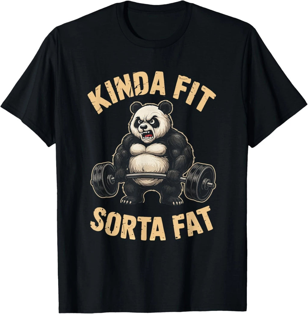 Kinda Fit Sorta Fat Funny Gym Panda Weightlifting Workout Gift Unisex T-Shirt