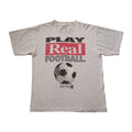 Vtg Big Ball Sports T Shirt Mens XL Gray Play Real Football Soccer Is Life 90s