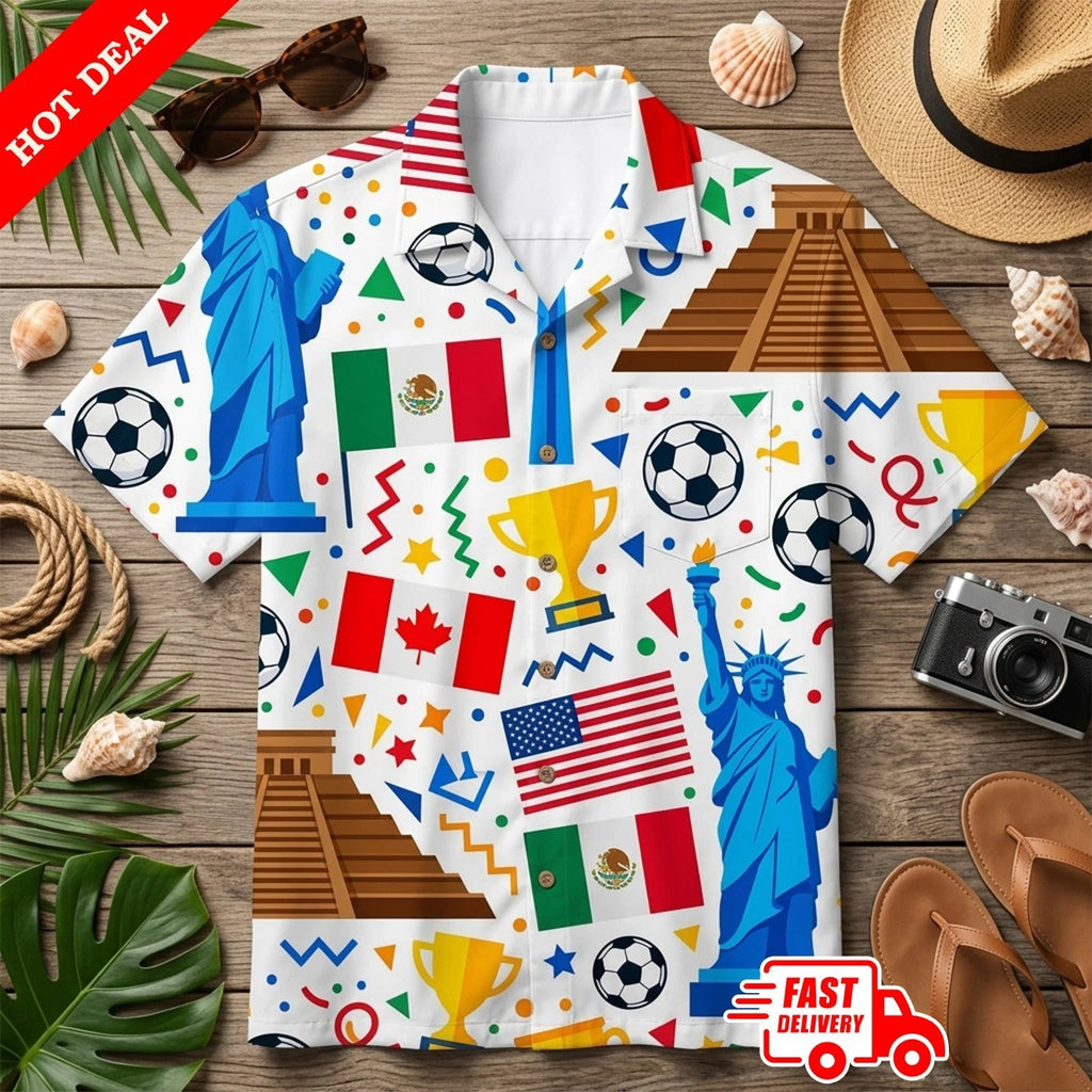W.C 2026 Hawaiian Shirt, Soccer Tropical Shirt, Football Fan Aloha Shirt