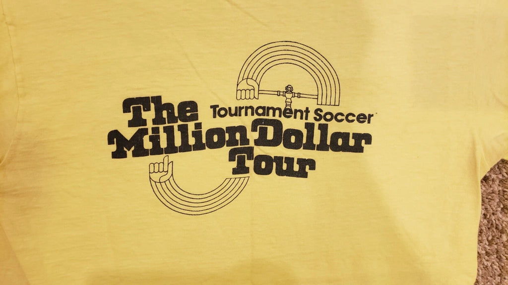 Vintage 1970's Tournament Soccer Foosball Yellow Shirt Men's Size Medium Hanes