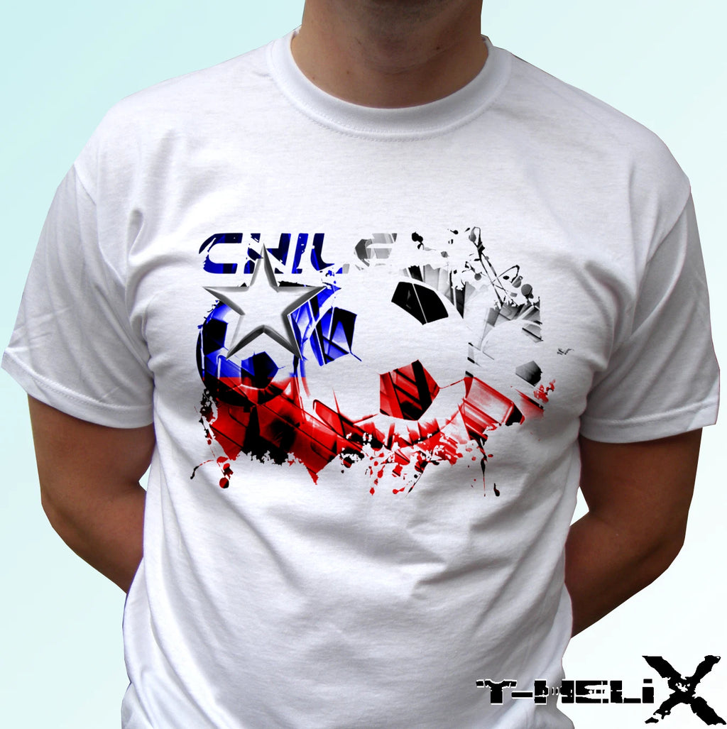 Chile football flag - white t shirt top soccer tee - mens womens kids baby