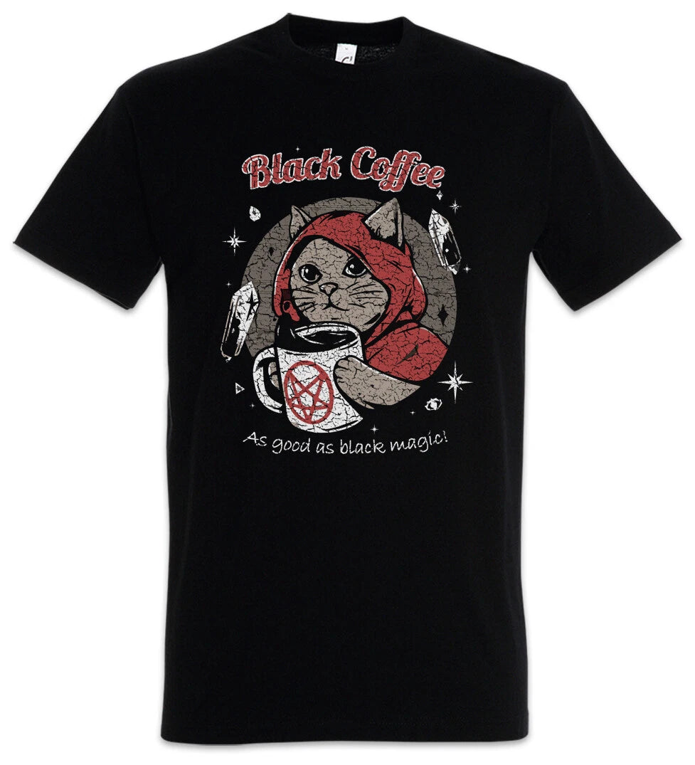 Black Coffee Magic T-Shirt Caffeine Geek Nerd Coffee Fun Halloween Cat Cats