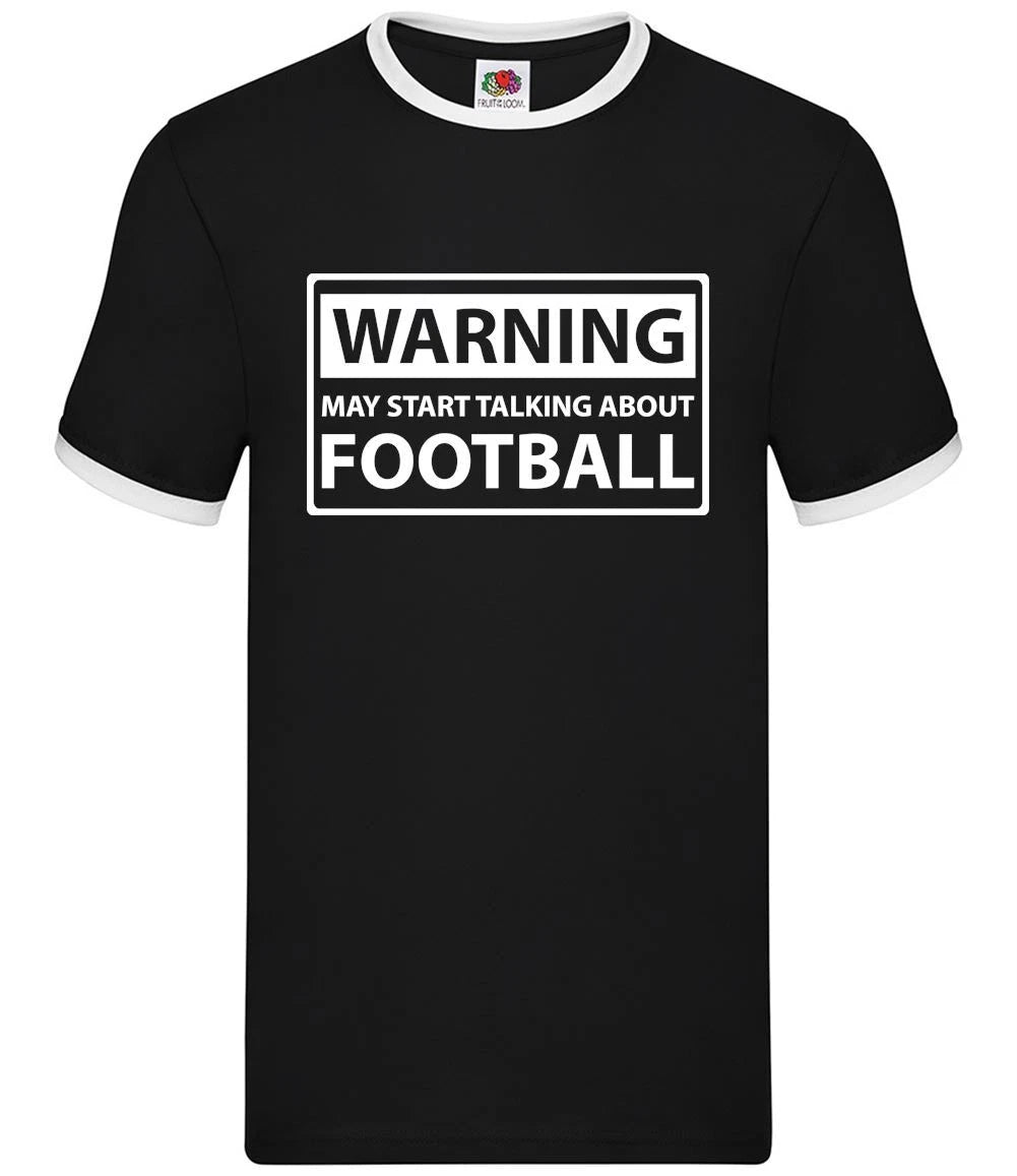 Warning Football Zone - Mens Ringer - Soccer Footy Team Player Fan