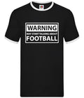 Warning Football Zone - Mens Ringer - Soccer Footy Team Player Fan