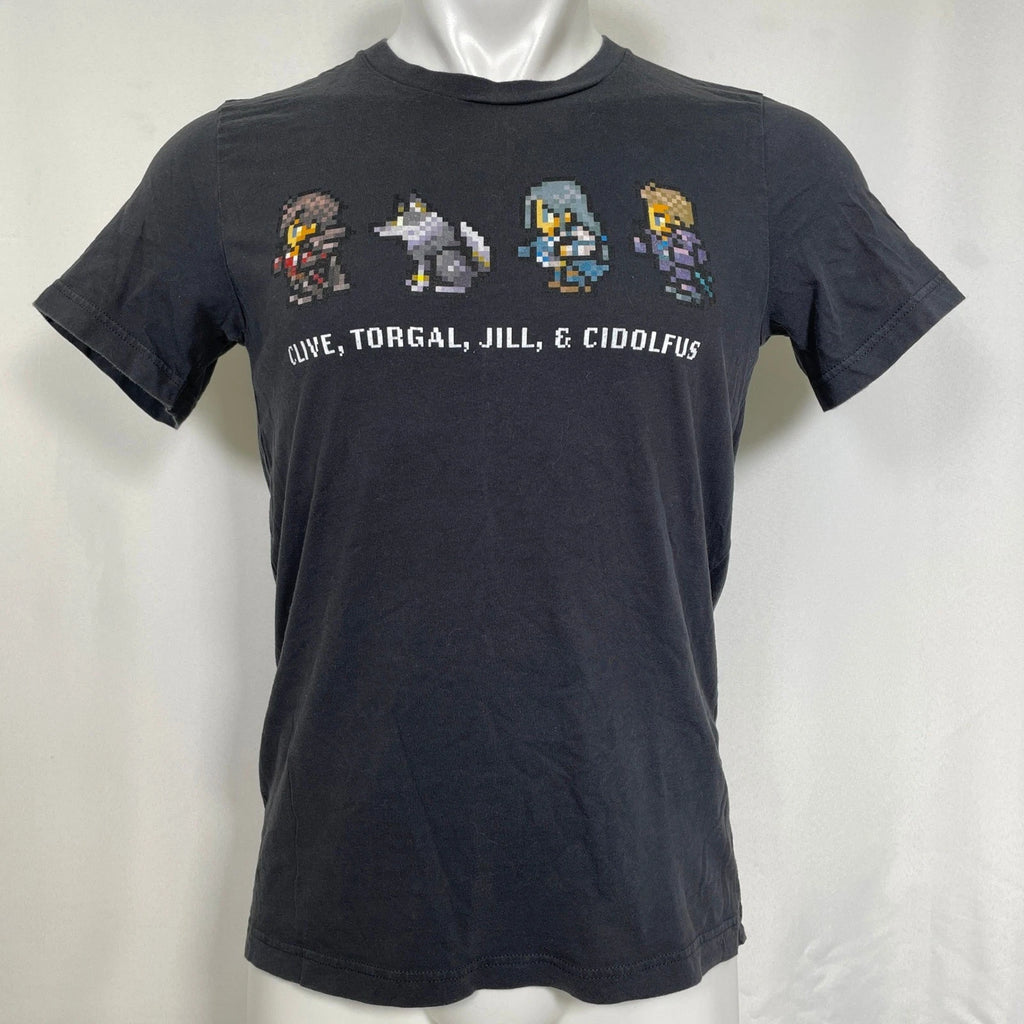 Final Fantasy XVI Pixel Art Clive Torgal Jill Cidolfus Black T-Shirt Mens MEDIUM
