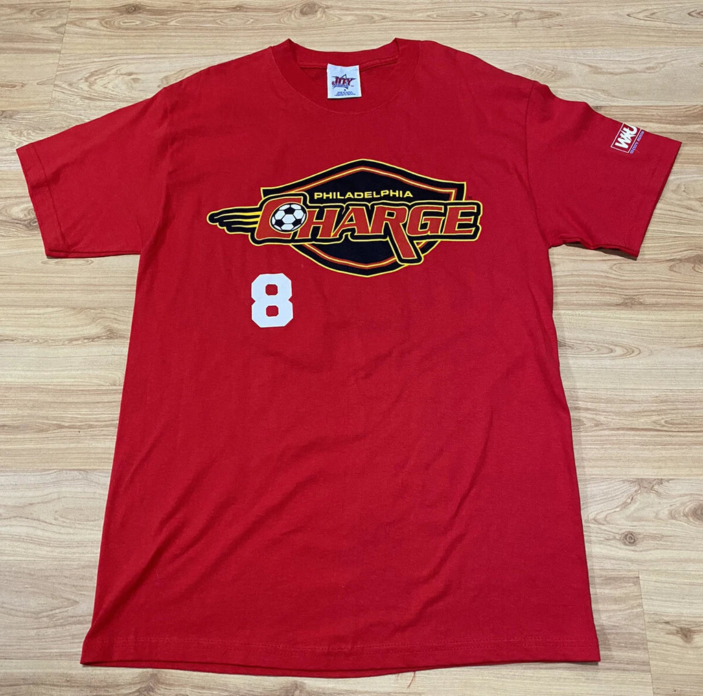 VINTAGE PHILADELPHIA CHARGE WOMENS UNITED SOCCER ASSC. T-SHIRT JERSEY SZ S RARE