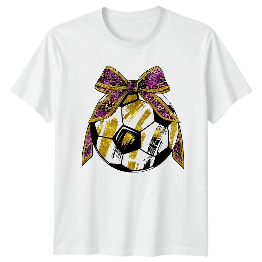 Cheetah Print Bow Soccer Mom Womens T-Shirt Soccer Mom Football Mothers Day Gift