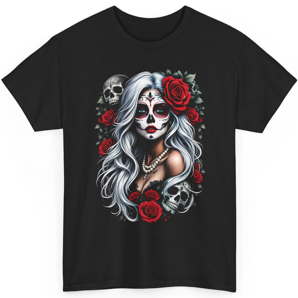 Dia De Los Muertos Sugar Skull Unisex Shirt Floral Beauty Graphic Mexico Art Tee