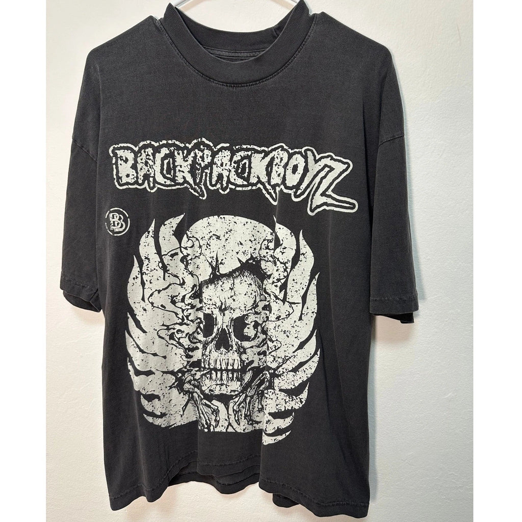 Y2K Backpackboyz Skull Wings Graphic T Shirt Black Men's Large
