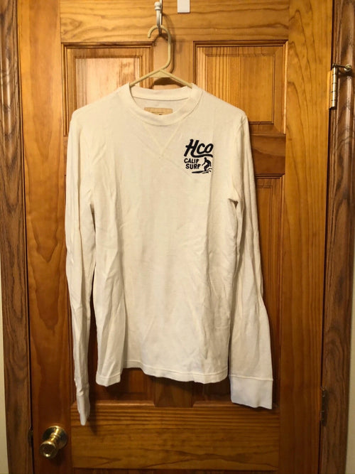 *GUC* Hollister Mens Waffle Shirt White & Off White - 100% Cotton - Med & Small