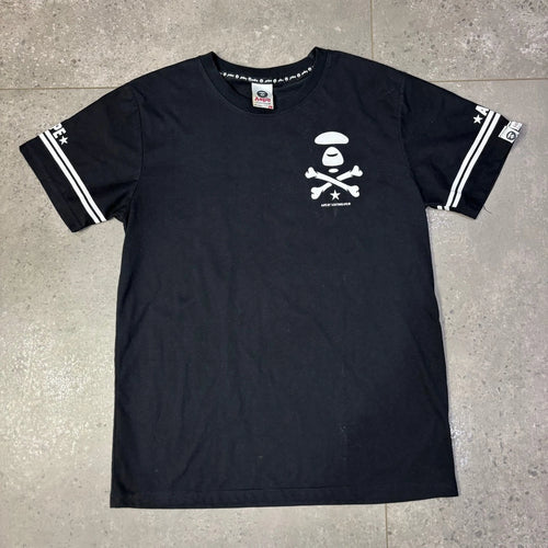 AAPE T-Shirt Men's XL Black Graphic Print Logo Skull Football Jersey Style