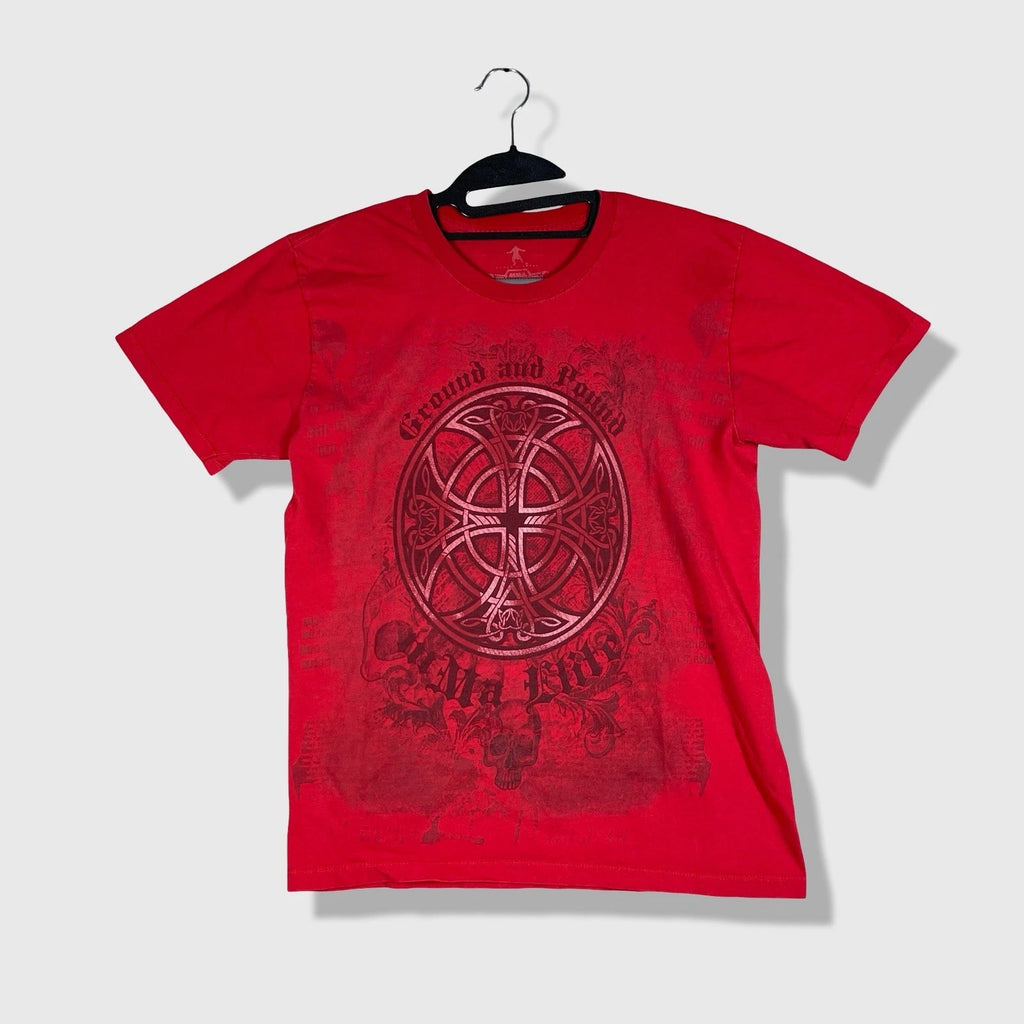 MMA Elite T-Shirt Mens Small Red Y2K Affliction Y2K Ultimate Fighting Grunge