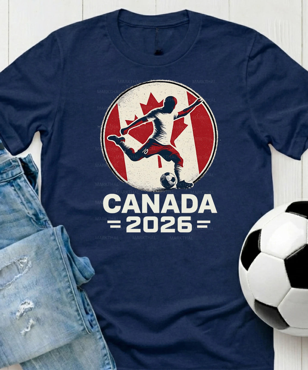 Canada 2026 World Soccer TShirt Futbol Shirt Canadian Flag Tee Gildan Unisex