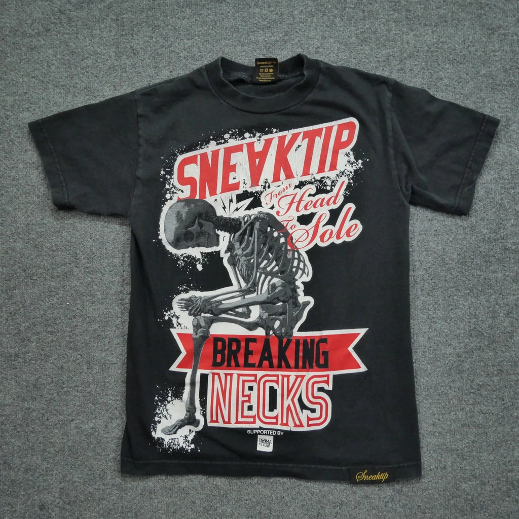 Vintage Sneaktip T Shirt Adult Small Black Skeleton Streetwear Mens Y2K