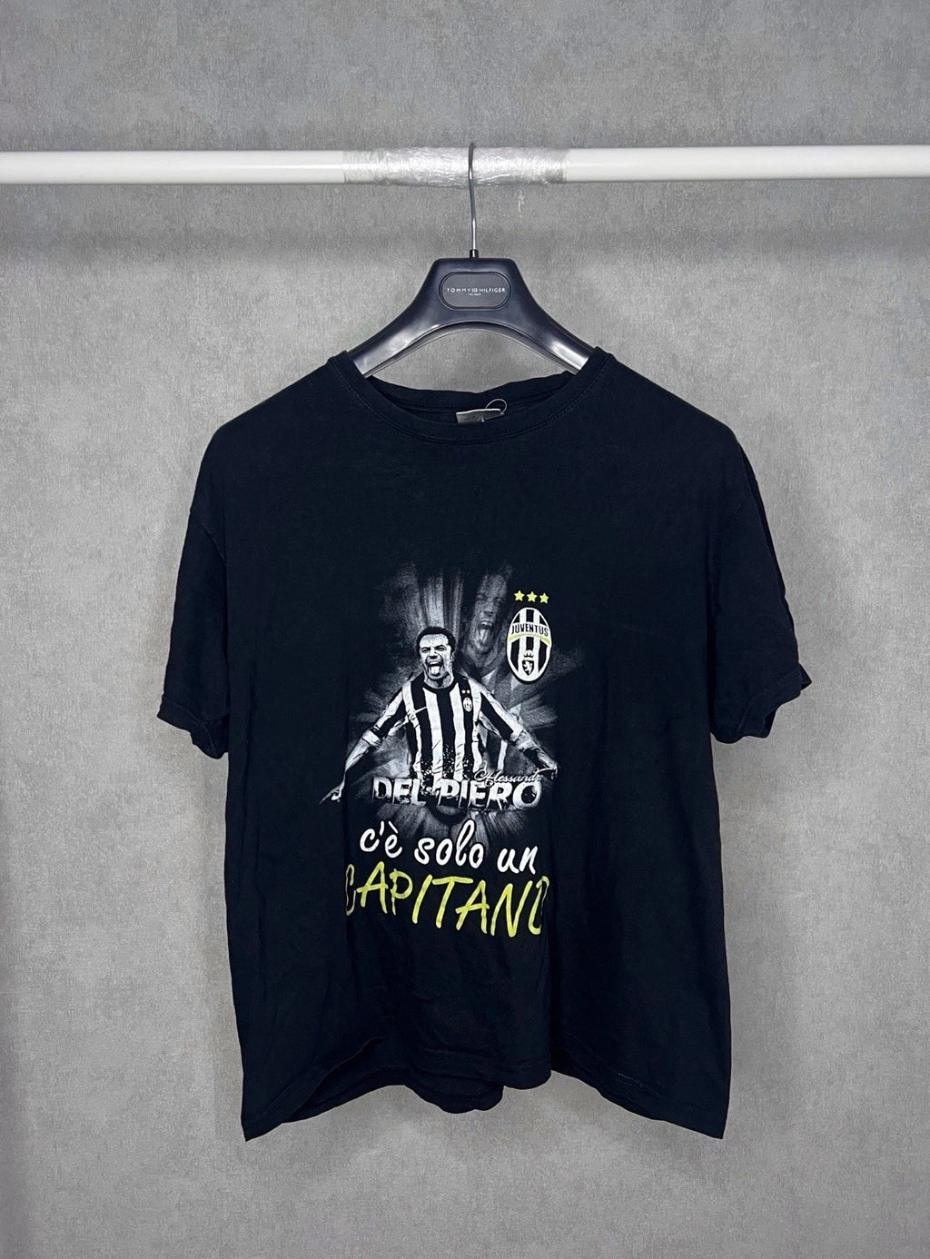 Del Piero #10 Juventus Soccer Cotton T Shirt Vintage Size XL Mens Black