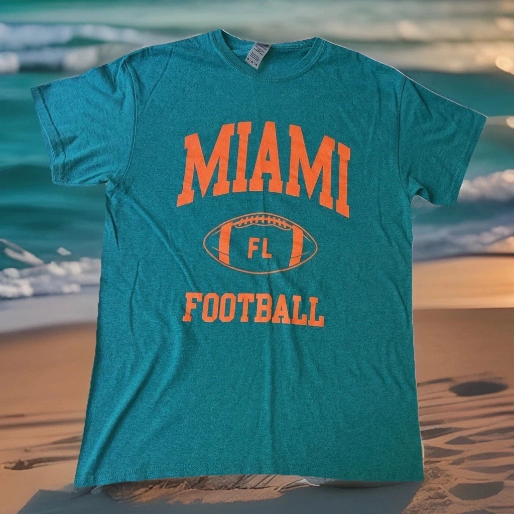 New Official U Of Miami (Florida) Hurricanes Football Shirt sz Medium Blue NCAA