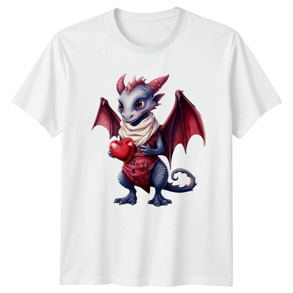 Cute Dragon Holding Heart Graphic Tee Unisex Top