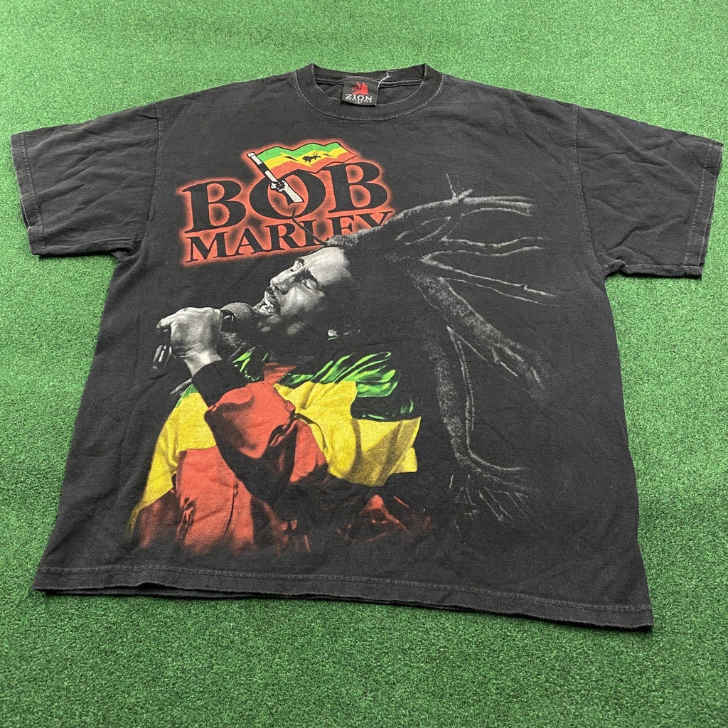 Vintage Bob Marley Shirt Mens L Black 90S Y2K Music Rasta Band Tee
