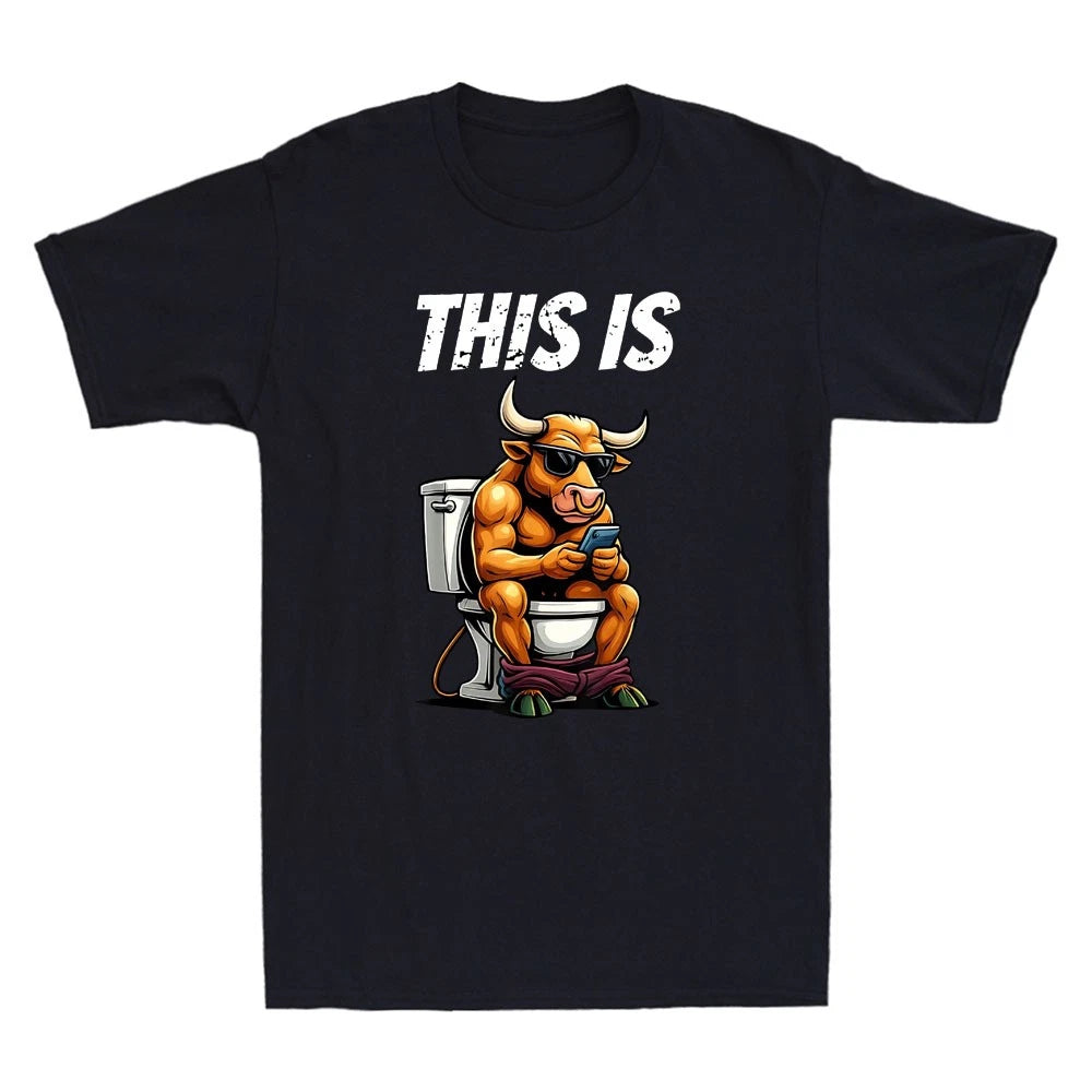 This Is Bullshit Funny Bull Sit On Toilet Graphic Sarcastic Quote Men's T-Shirt