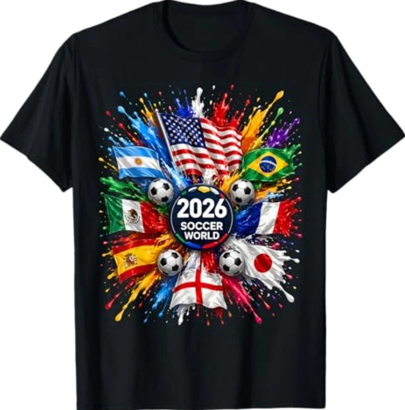 2026 Soccer World USA Flag Burst Fan Tee T-Shirt