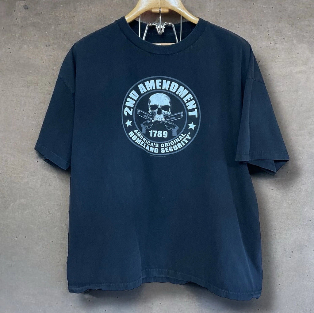 Skull 2nd Amendment Black Graphic Tee T-Shirt Men’s Size 2XL XXL ? Grunge
