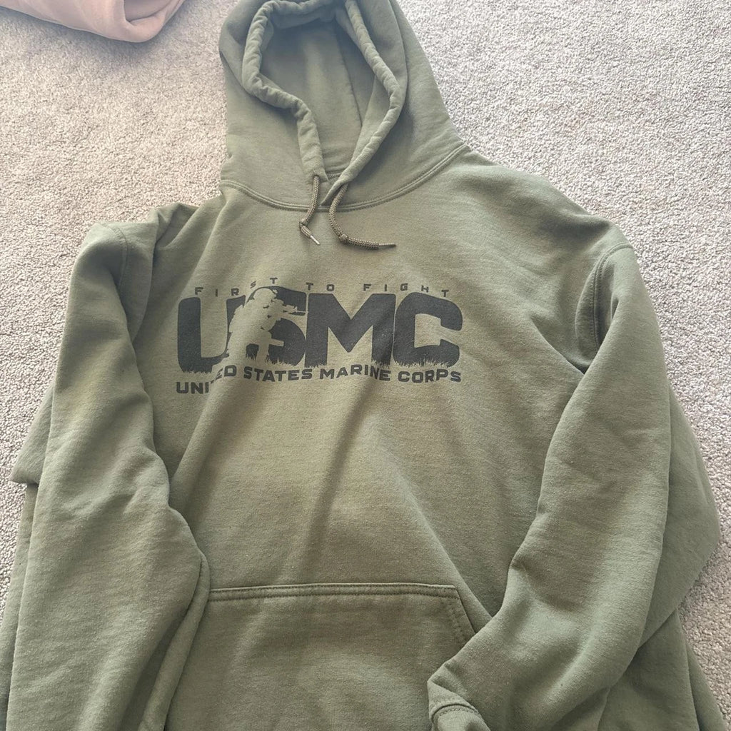Military Green USMC Hoodie Gildan Unisex S-5XL