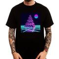 Vaporwave Rising Sun Pyramid Aesthetic Men's Cotton T-Shirt Top Tee