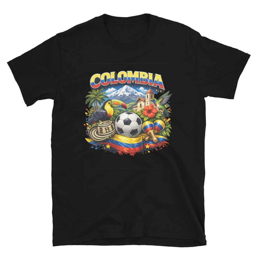 Colombia Passion World Cup Football Fan T-Shirt  Yellow, Blue & Red Unisex