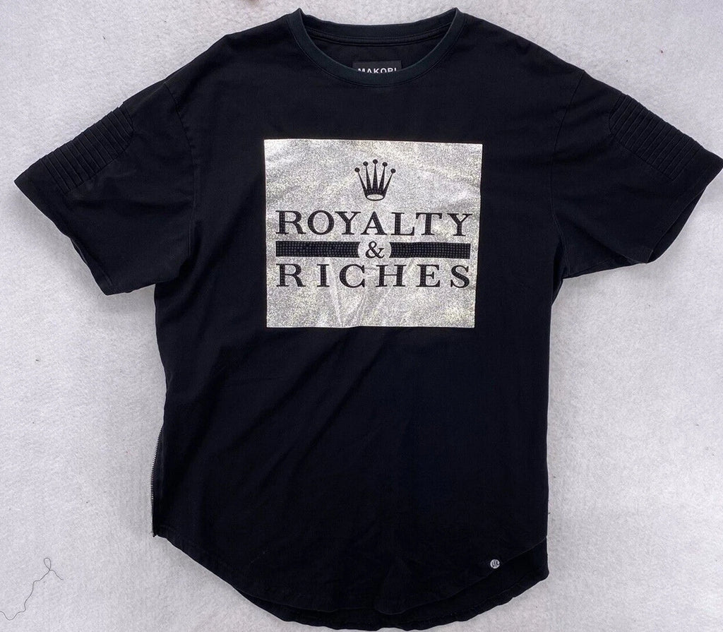 Makobi Shirt Men's Size XL Designer Zipper Street Wear Black  Royalty & Riches