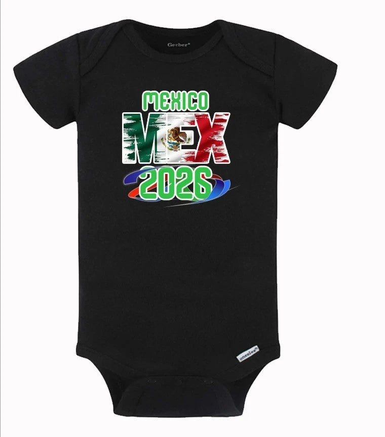 Personalized Mexico World Cup 2026 Baby Bodysuit Soccer Country Flag Fan Outfit