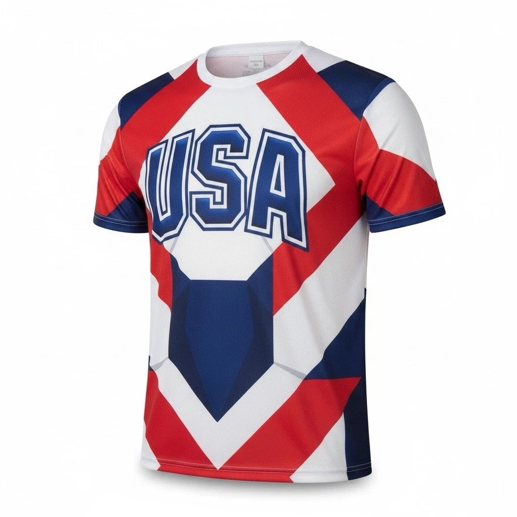USA 2026 Soccer Shirt Patriotic Men’s LARGE Red White Blue Fourth of July Tee