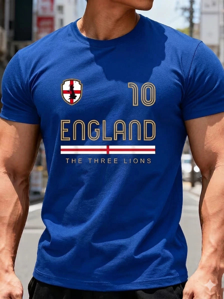 England Football Shirt Mens Three Lions Soccer Fan T Shirt World Cup Support Tee