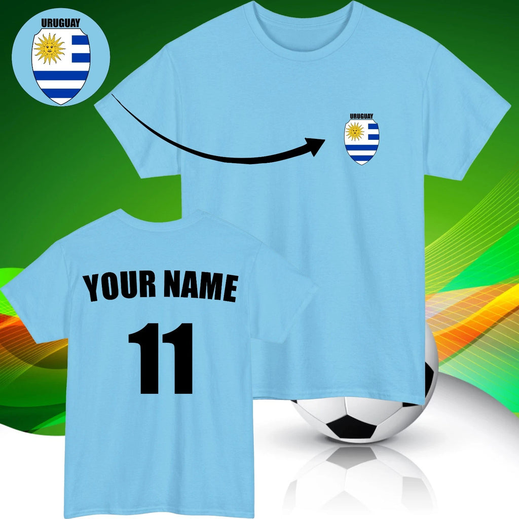 Personalised Uruguay Football T-Shirt Custom Name And Number Sports Lover Top