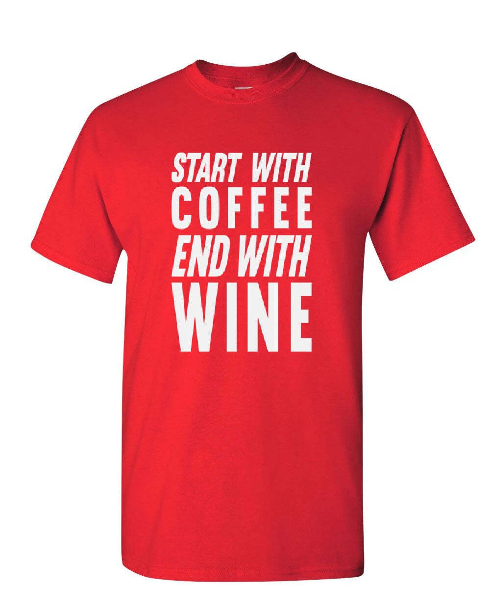Start With Coffee End With Wine T-Shirt Drinking Daily Routine Mens Tee Shirt
