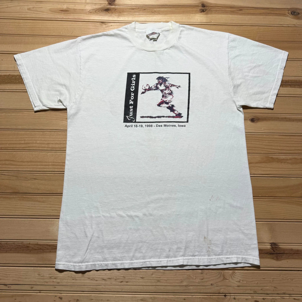Vintage 1998 Just For Girls Soccer Tournament Des Moines Iowa T-Shirt USA Large