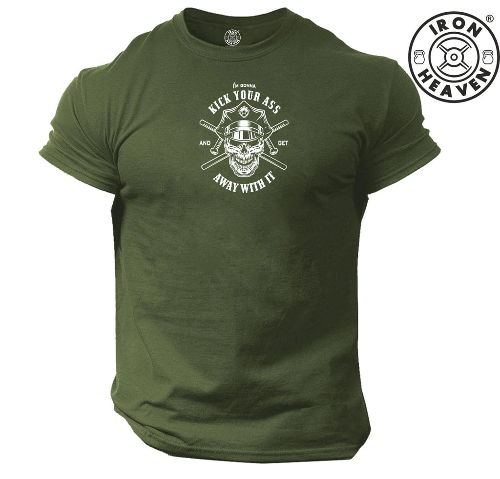 Kick Your Ass T Shirt Gym Clothing Bodybuilding Training Workout Boxing MMA Top