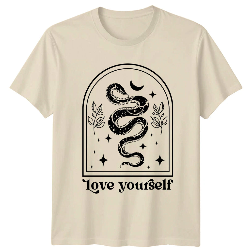 Love Yourself Snake Celestial T-Shirt Boho Style Graphic Tee