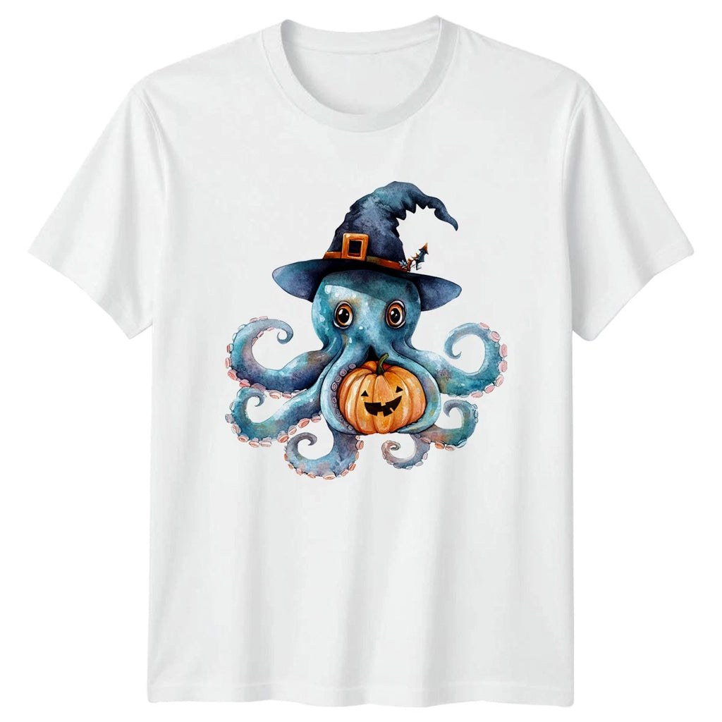 Cute Octopus With Pumpkin T-Shirt Halloween Ocean Wildlife Gift For Him And Her