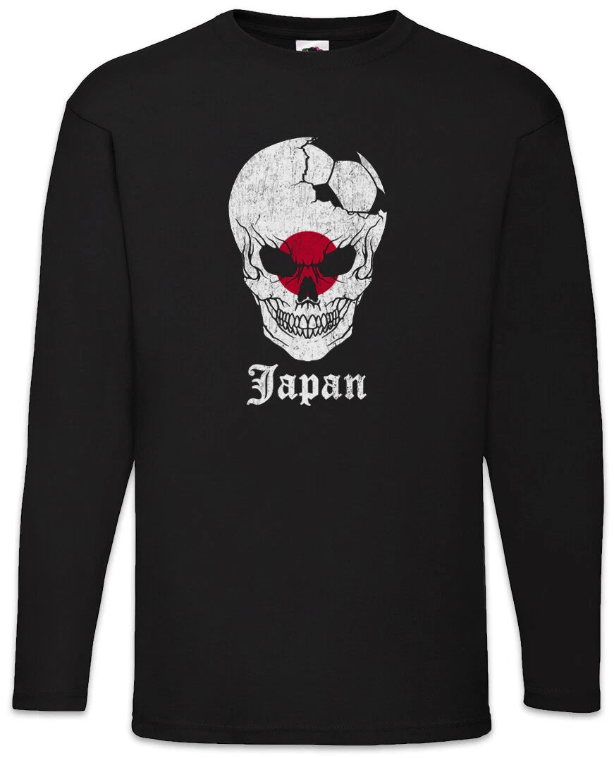 Japan Football Skull I Men's Long Sleeve T-Shirt Japanese Soccer Flag World