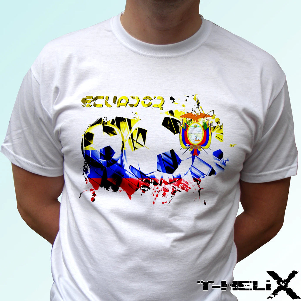 Ecuador football flag - white t shirt top soccer tee - mens womens kids baby