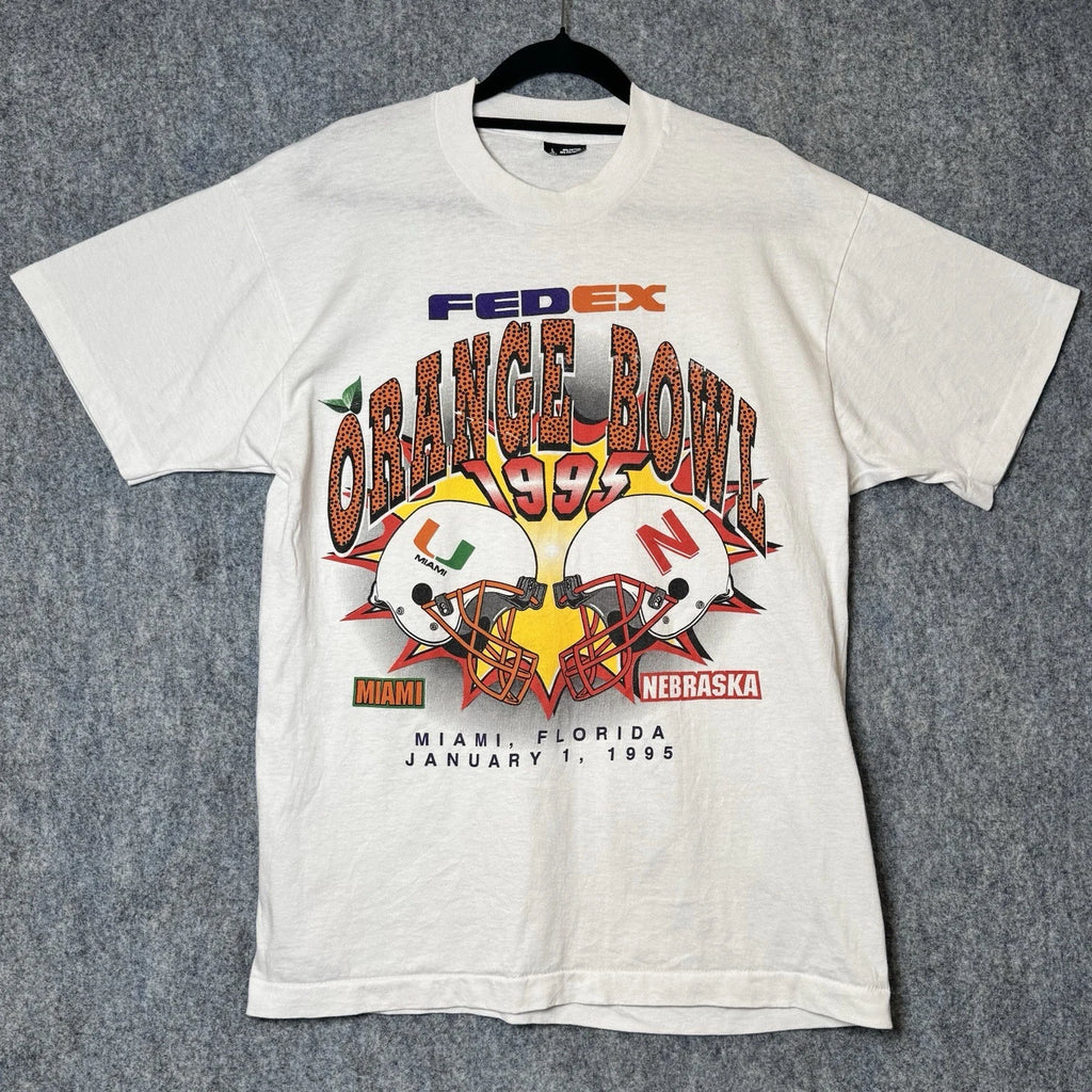 Orange Bowl 1995 T Shirt Mens Large Football American University Miami Nebraska