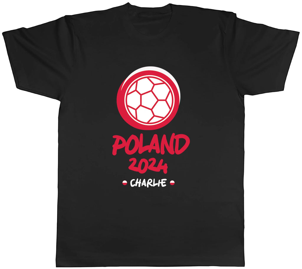 Personalised Poland 2024 Mens T-Shirt Football Soccer Supporter Fan Tee Gift