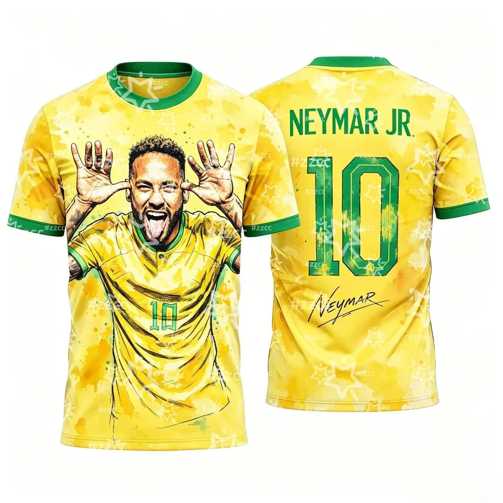 Brazil World Cup Football T-Shirts 2026 Neymar Tees Polyester Breathable