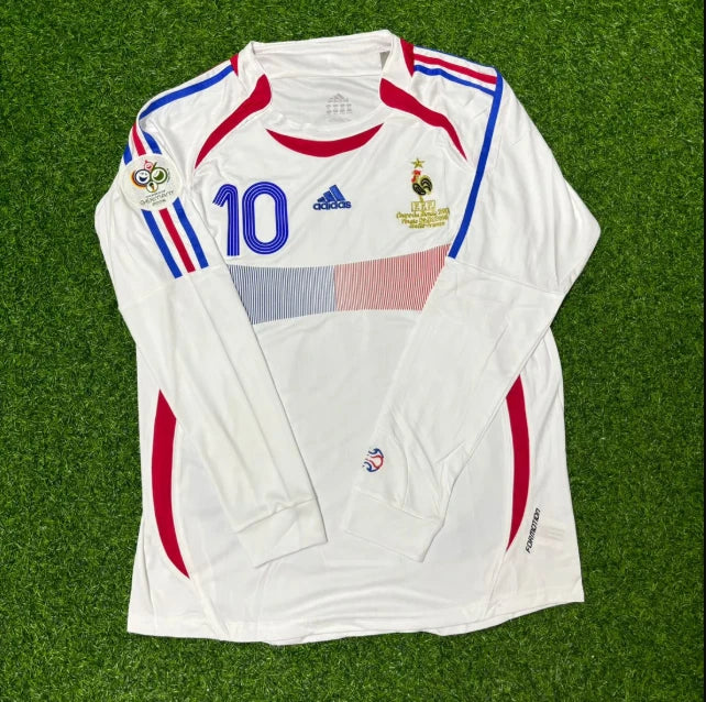 France Zidane #10 World Cup 2006 White Soccer Away Jersey Long Sleeve